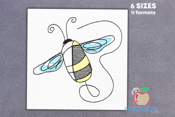 Cute Little Bumble Bee Sketch for Seasonal Embroidery