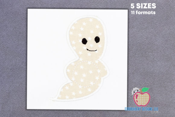 Ghost with Monogram: A Charming Embroidery Design for Personalized Gifts