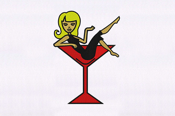 Girl in Martini Glass Design Review for Apparel Projects