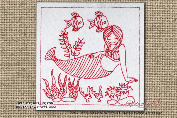 Mermaid with Fishes Lineart Design Review for Apparel Projects