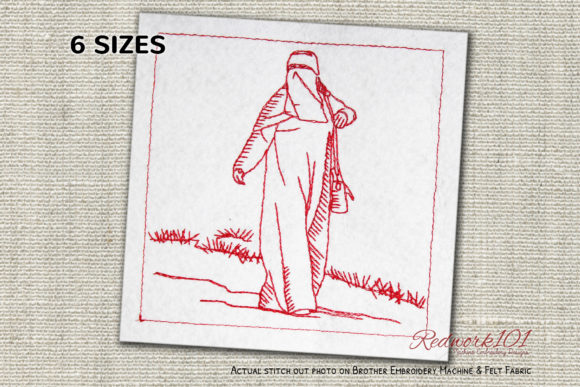 Muslim Woman in Burkha Lineart Design Review for Apparel Projects