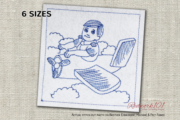 Pilot in Clouds Redwork: A Design Review for Boutique Embroidery