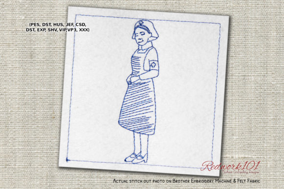 Professional Female Nurse Redwork Embroidery Review