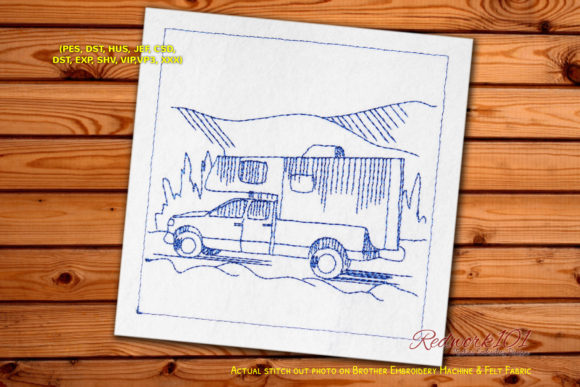 Truck and Camper Redwork Design Review for Craft Fairs